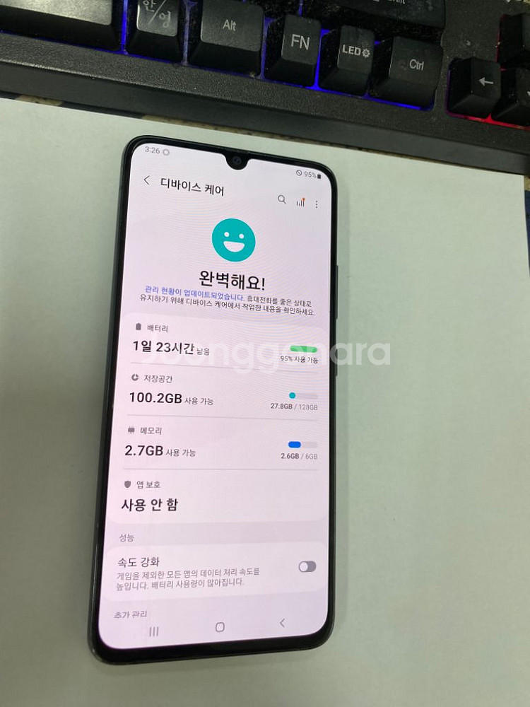 KT 갤럭시A90 블랙 외관깔끔 액정SS급128G무잔상--2
