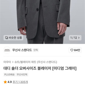 (새상품)무신사 그레이 대디 블레이저 자켓 급처