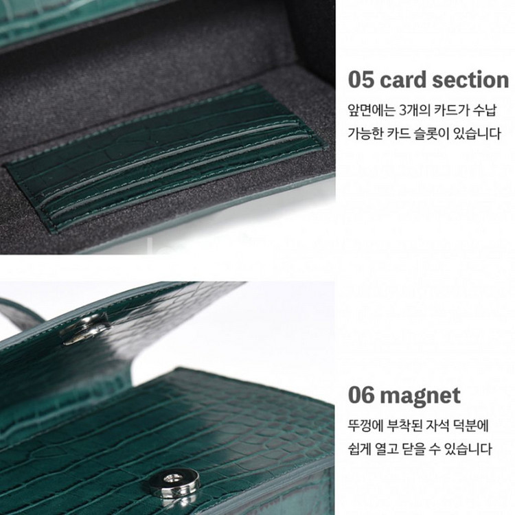 세미코드 아코드백 로데백 다크 그린 크로커 숄더백--6
