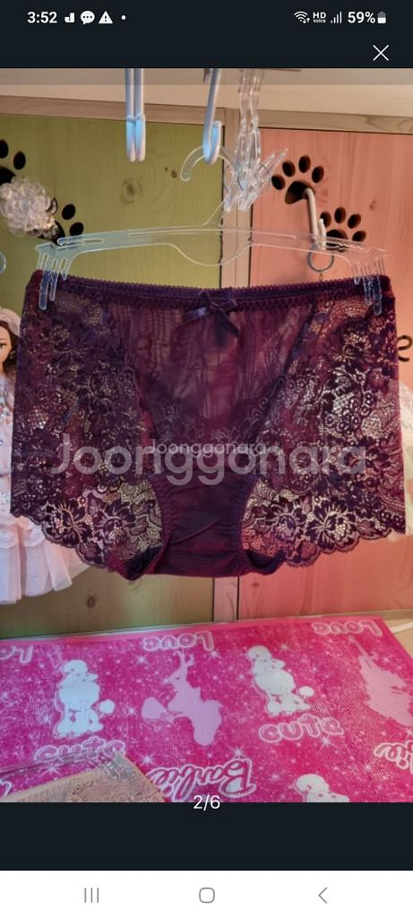 로즈버드 비비안 와인 레이스 노라인팬티 90~95M--2