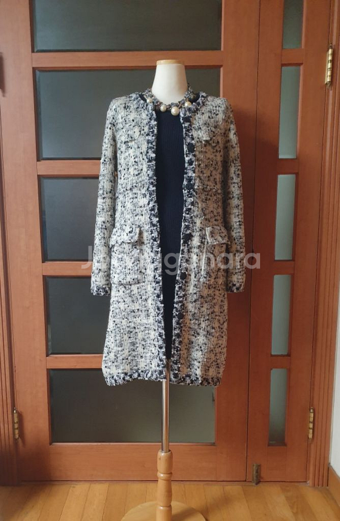 (새제품)트위드 니트자켓+골지니트원피스--3