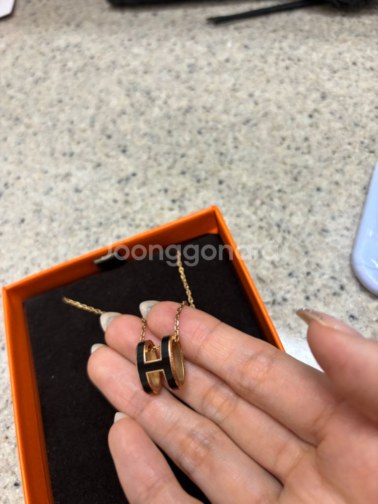 에르메스 팝아슈 목걸이 블랙--2