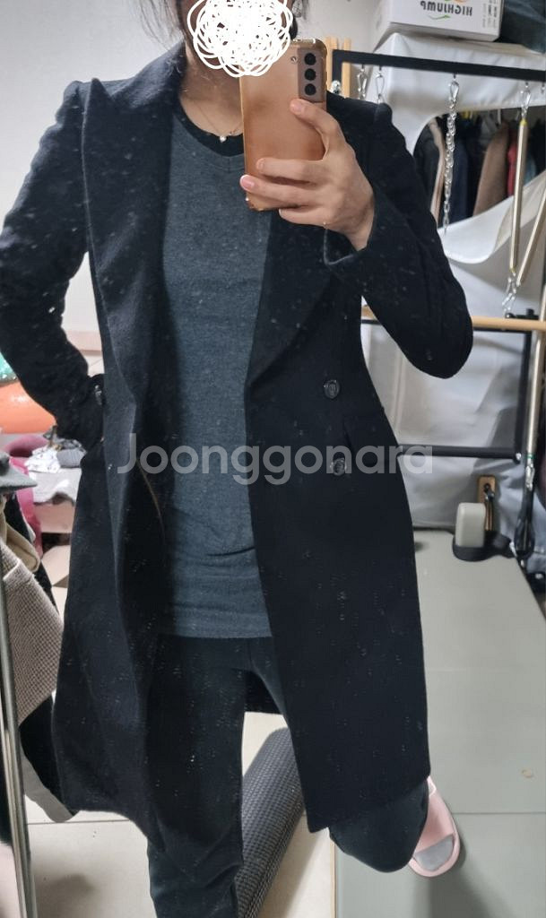 캐시미어50%울50% 윤기좔좔 코트 마른44~55--4