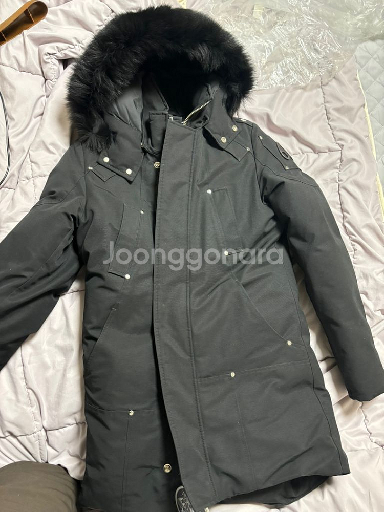 무스너클 오리지널 스털링 파카 블랙 폭스 퍼 블랙--7