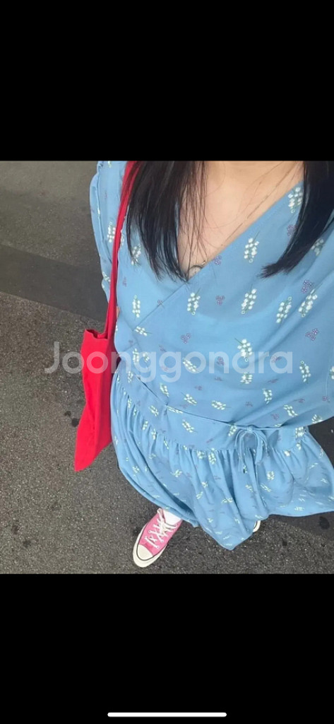 모데스트무드 메이 릴리 하늘색 플라워 패턴 롱 원피스--1