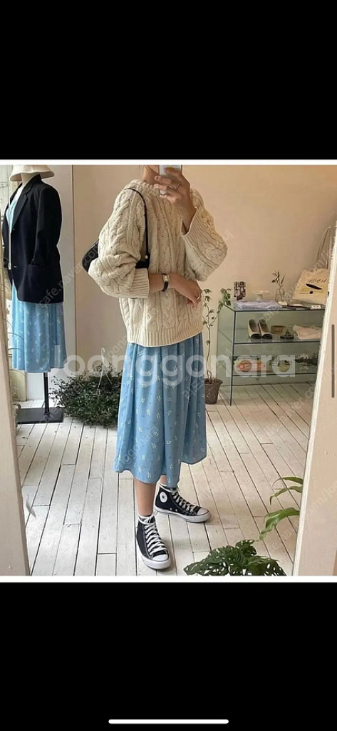 모데스트무드 메이 릴리 하늘색 플라워 패턴 롱 원피스--2