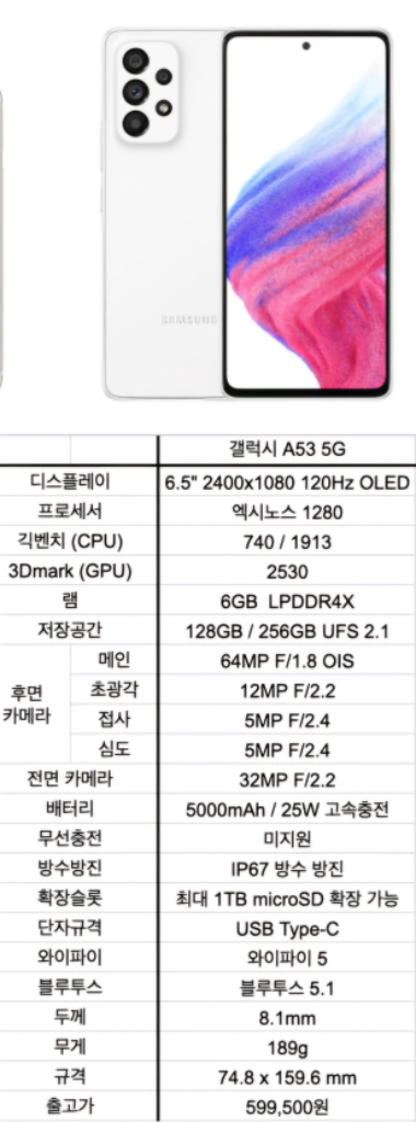 갤럭시 a53 a시리즈 중 성능 최강 이미지