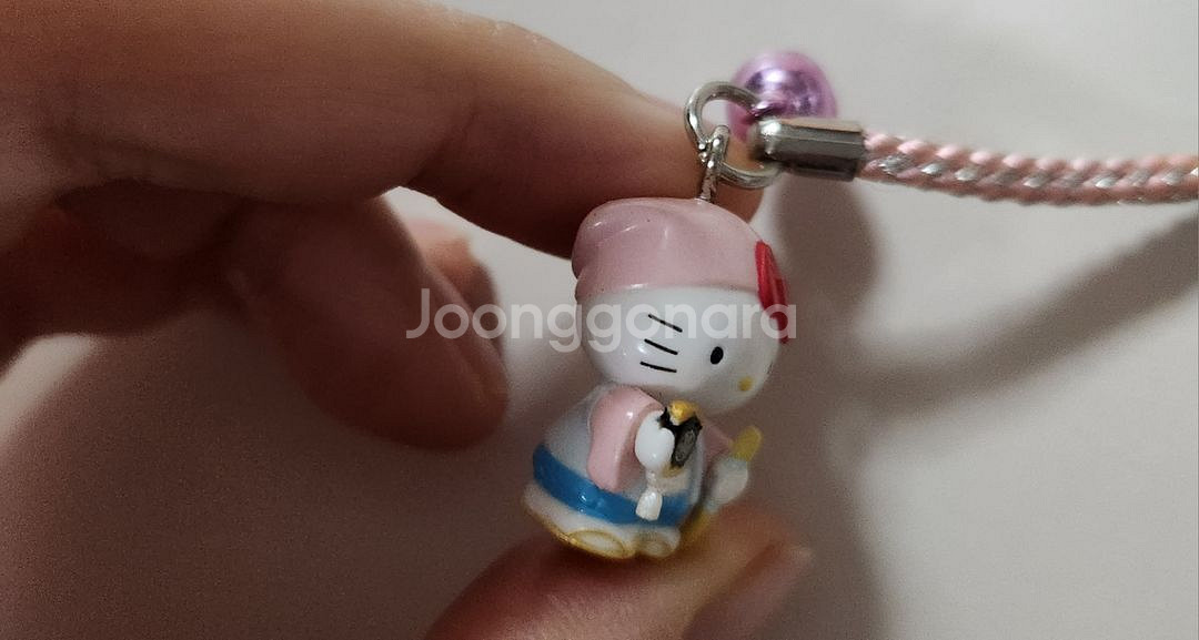 고전 헬로키티 스트랩 지역한정 분홍 두건 키티--3