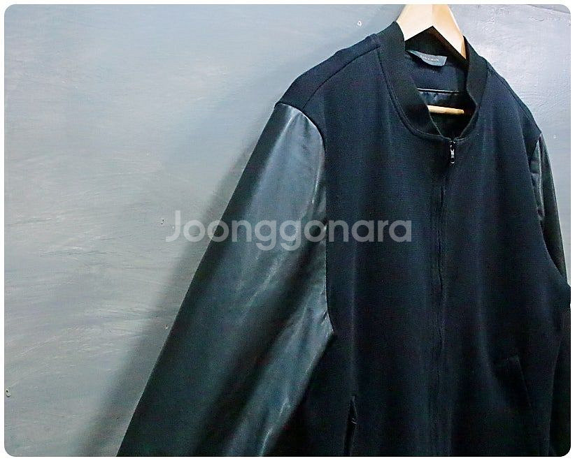 ZARA 자라 에코 레더 배색 니트 봄버 자켓 L--3