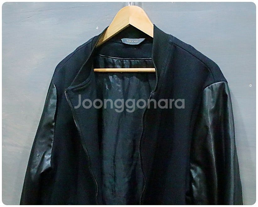 ZARA 자라 에코 레더 배색 니트 봄버 자켓 L--5