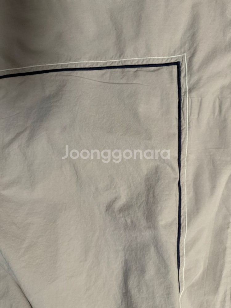 까사미아 이불커버 퀸사이즈 그레이 자수 라인 중고 구입--2