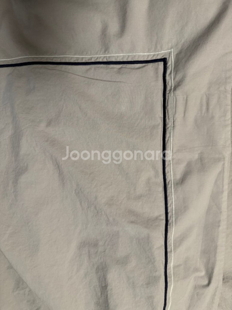 까사미아 이불커버 퀸사이즈 그레이 자수 라인 중고 구입--5
