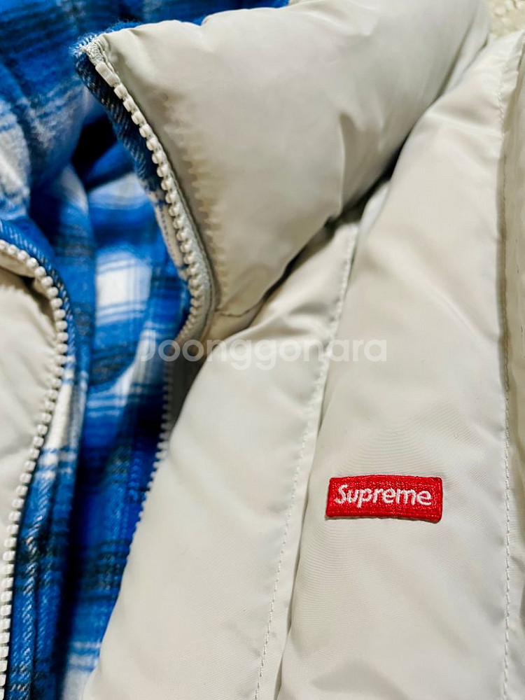 슈프림 플란넬 리버서블 패딩 그리이 L--1