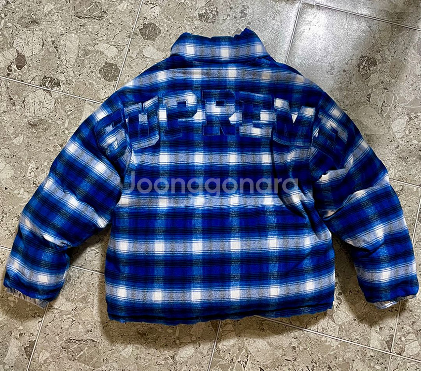 슈프림 플란넬 리버서블 패딩 그리이 L--3