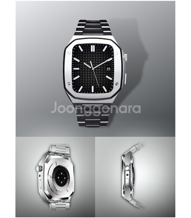 애플워치 SE2 실버 + 일체형 메탈 스트랩--4