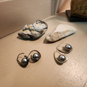 흑진주 실버 92.5. 귀걸이