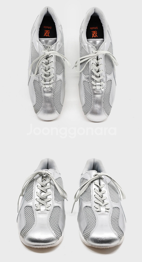 택포)새상품)야세 레더 스니커즈 실버 240--4