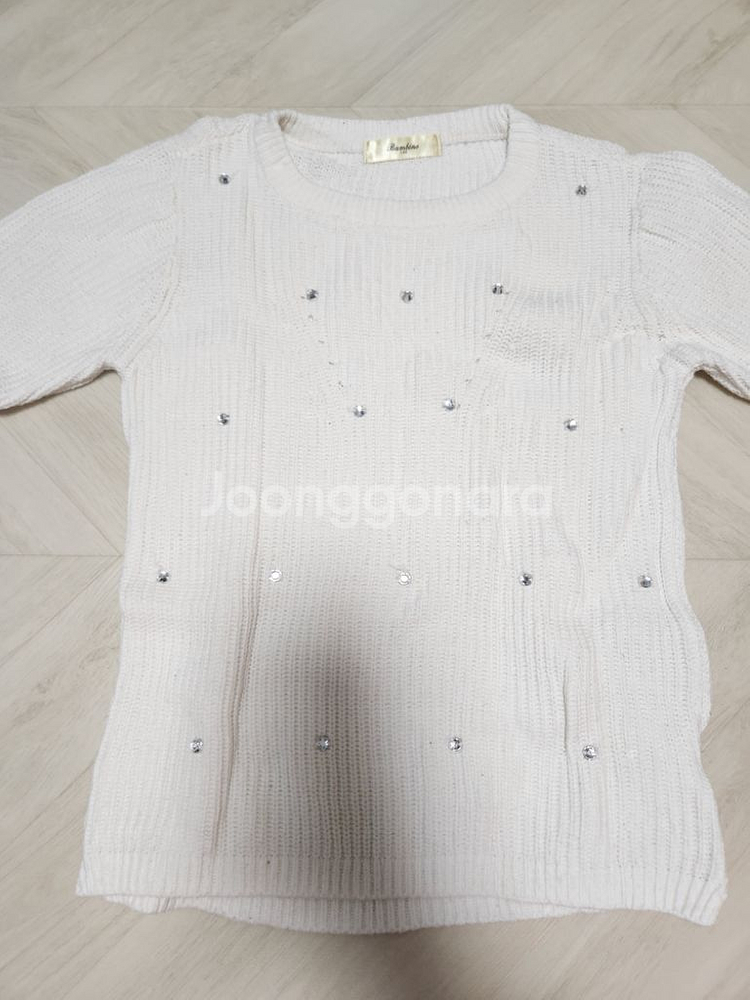 쌍둥이 여아 아동 밤비노 큐빅 니트 티셔츠 120사이즈--5