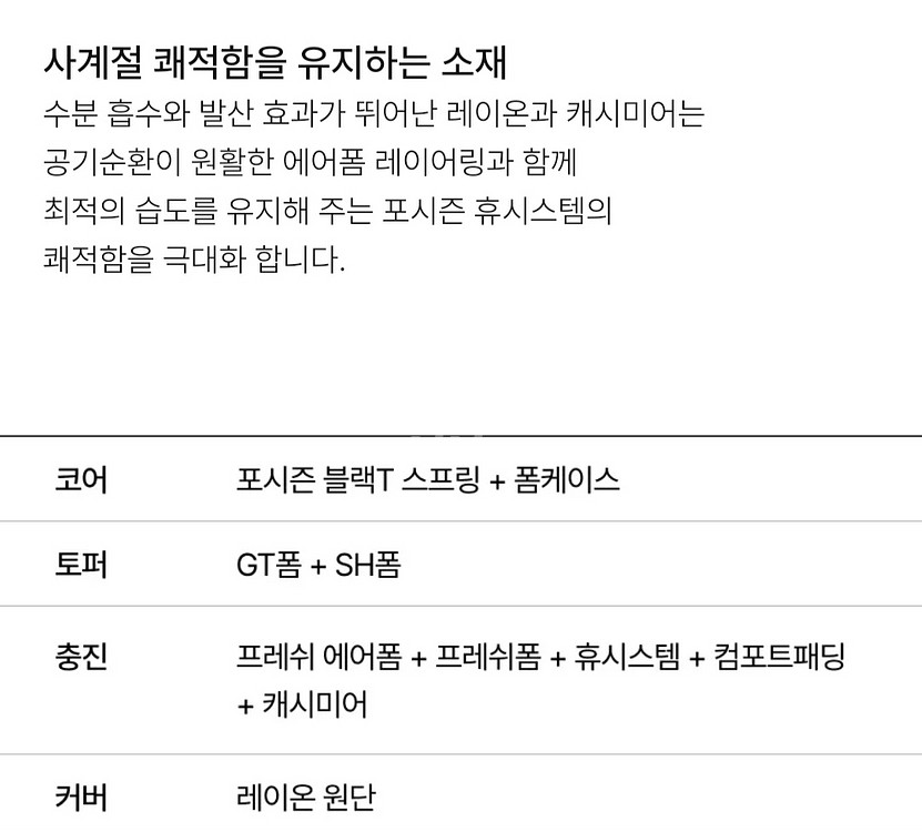 한샘 포시즈6 헤나 K 매트리스--3