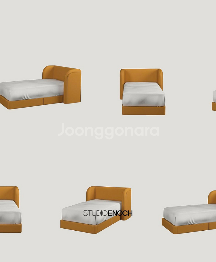 스튜디오에녹 맞춤제작 구름 침대 프레임 머스타드 SS--0