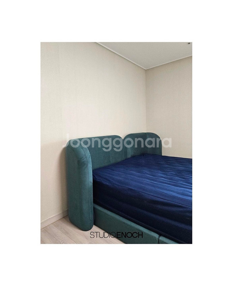 스튜디오에녹 맞춤제작 구름 침대 프레임 진청녹 K사이즈--1