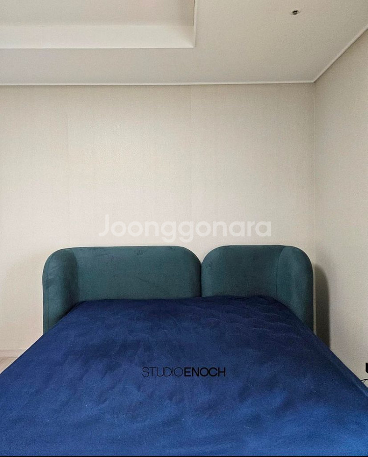 스튜디오에녹 맞춤제작 구름 침대 프레임 진청녹 K사이즈--2