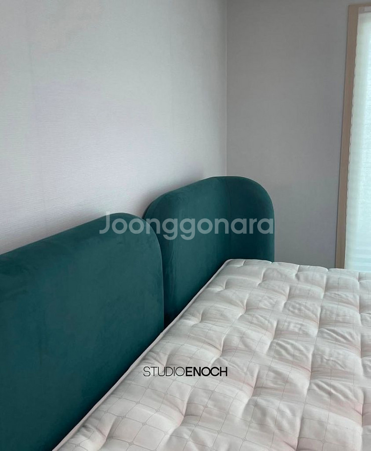 스튜디오에녹 맞춤제작 구름 침대 프레임 진청녹 K사이즈--5