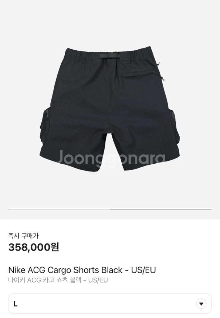 나이키 acg 카고 쇼츠 us/eu 나이키 반바지 라지--1