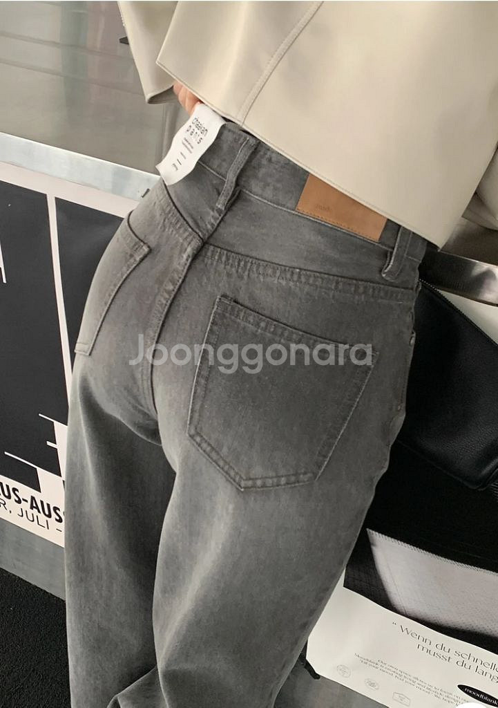 지그재그 에이블리 와이드 스톤 데님 팬츠--3