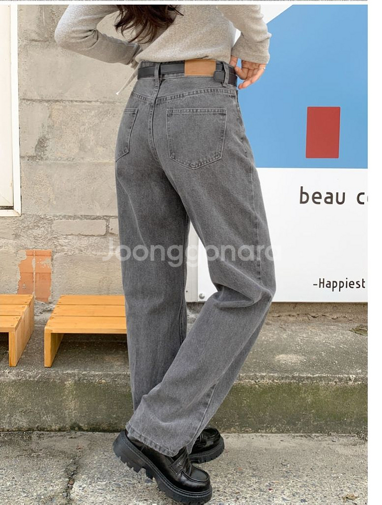 지그재그 에이블리 와이드 스톤 데님 팬츠--2