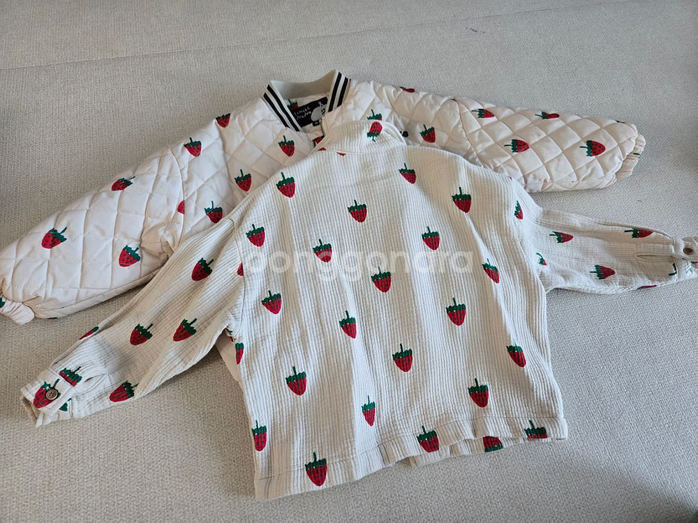 리미떼두두 딸기 퀼팅 패딩m+리미떼 딸기남방m--2