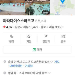 파라다이스 도고 이용권 2매