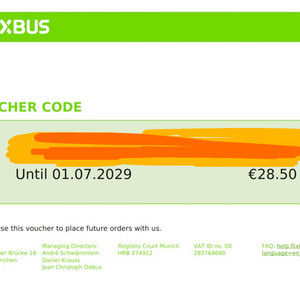 flixbus 플릭스버스 30.02유로 바우처