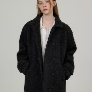 썸웨어버터 Hairy Wool Half Coat 차콜