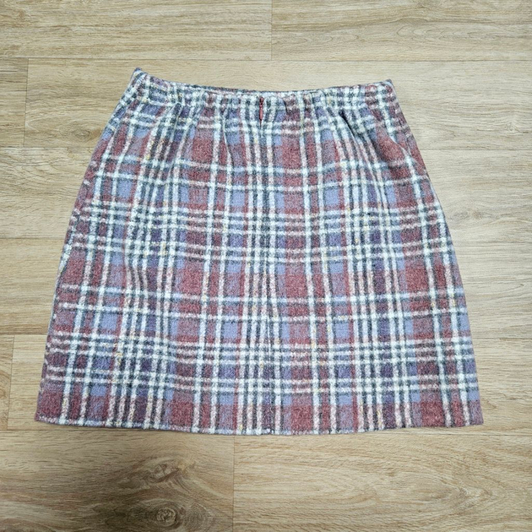 커먼유니크 체크 뒷밴딩 미니스커트 겨울치마 핑크 연보라 이미지
