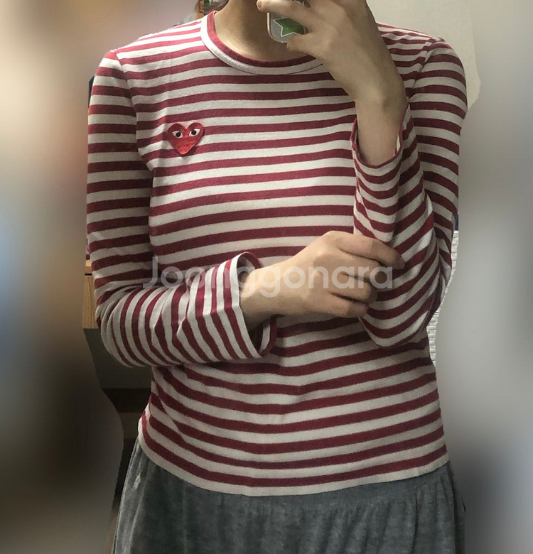 빈티지 꼼데가르송 레드 화이트 스트라이프 T--3