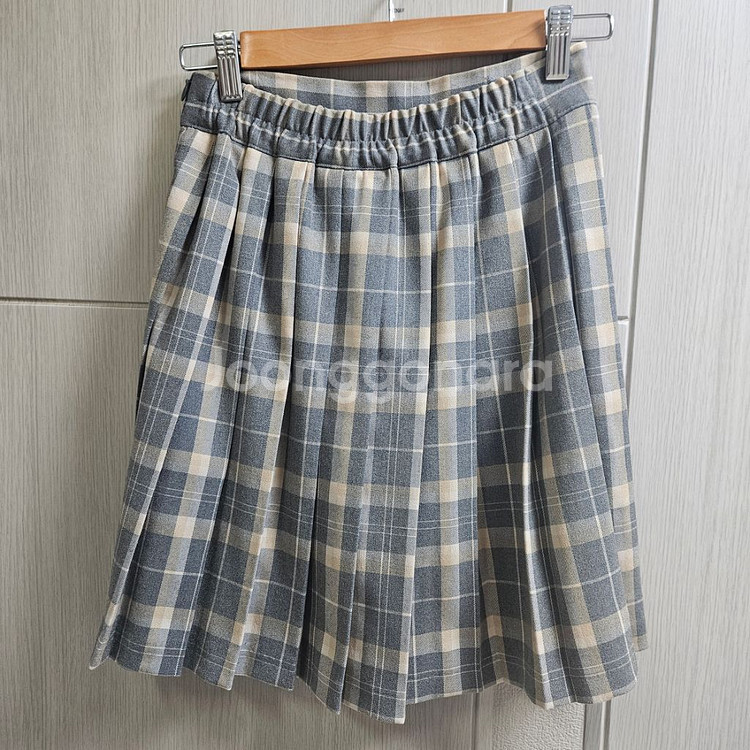 플리츠 체크 스커트 프레피룩--2