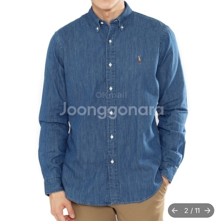 폴로 중청 데님셔츠 (커스텀 핏, 2XL)--0