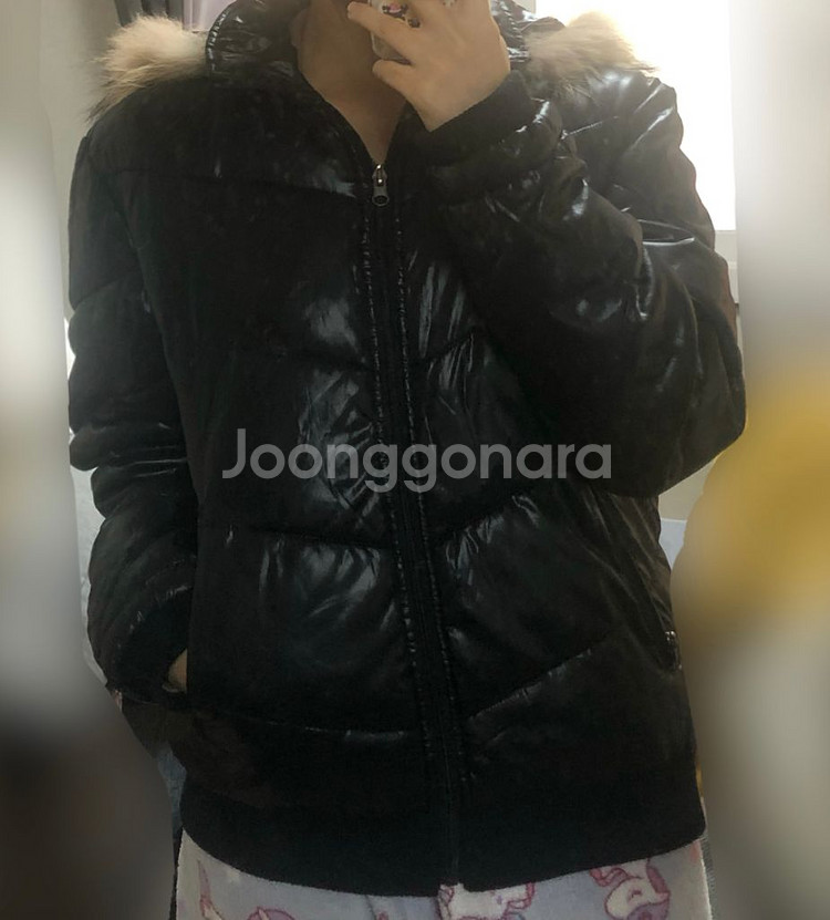 빈티지 블랙 라쿤 퍼 후드 패딩점퍼 / 퍼 점퍼--4