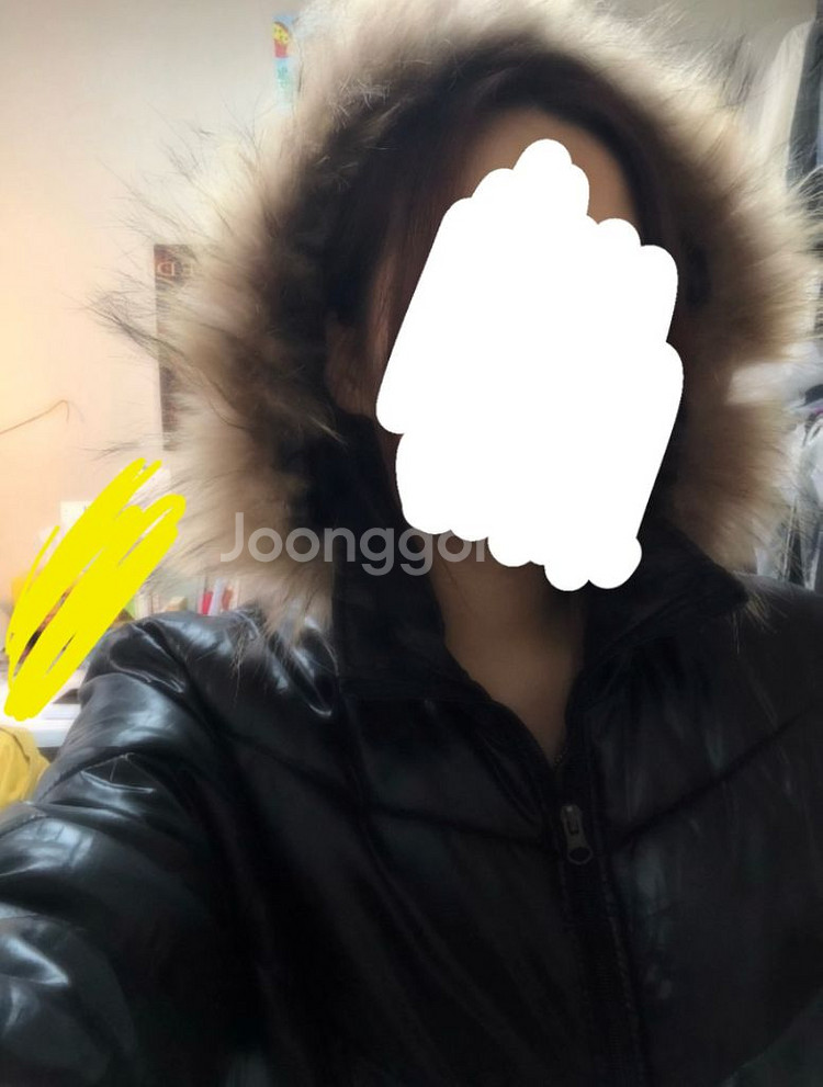 빈티지 블랙 라쿤 퍼 후드 패딩점퍼 / 퍼 점퍼--5
