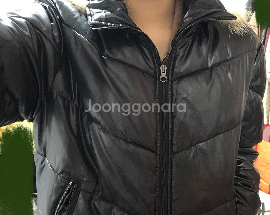 빈티지 블랙 라쿤 퍼 후드 패딩점퍼 / 퍼 점퍼--6