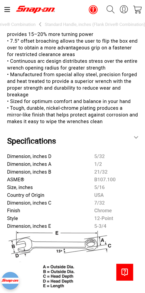 너무이쁜)snapon 5/16inch 상품명 OEX10--1