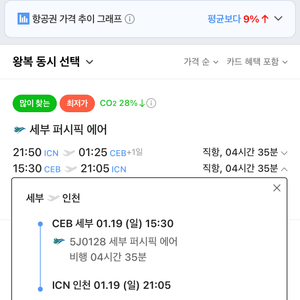 25년1월15~19일 세부 항공권양도