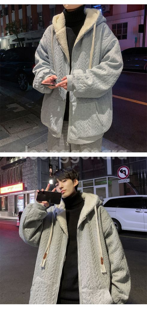 남성용 겨울용 랙스 코팅 면 코트 양모 레인보우 헤드--1