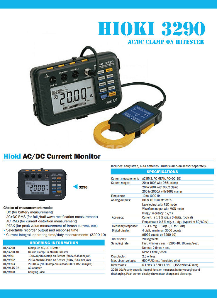 Hioki 3290 AC/DC 클램프 메타 (N21)--6