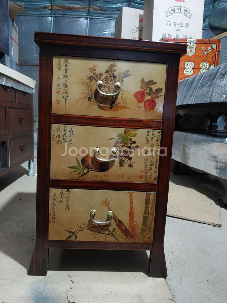 고가구 고서화홀쭉이3단서랍장--3