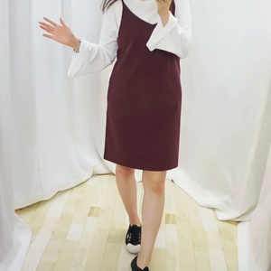 버건디 뷔스티에 원피스 끈 원피스 나시뷔스티에