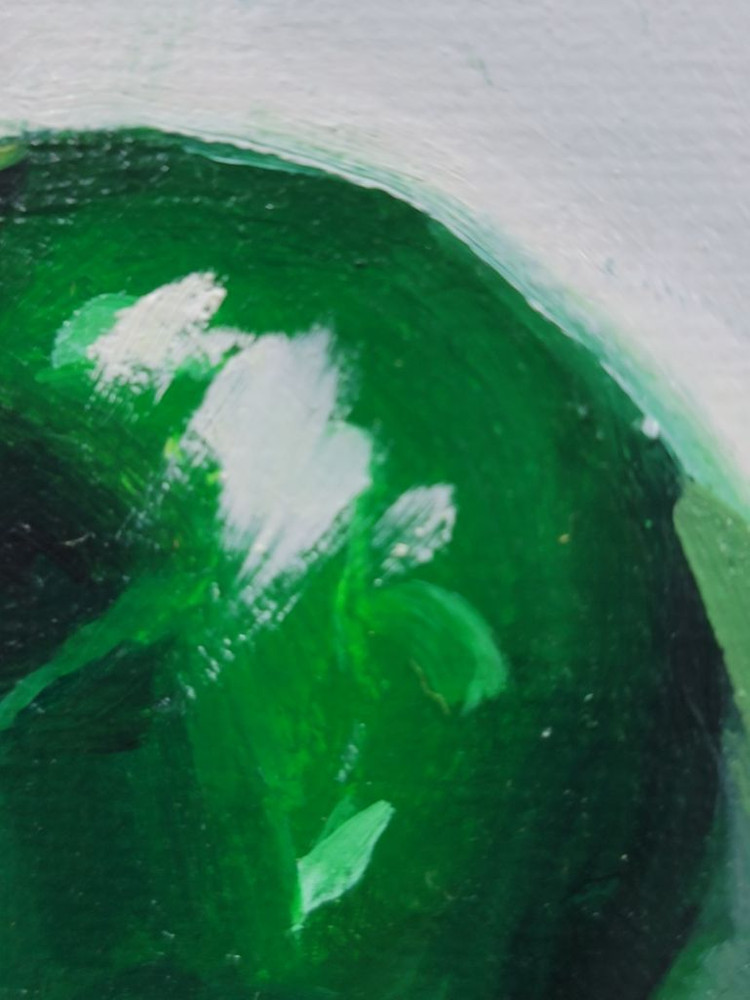 2009년 이여은작가 유화그림 유리속의 피망--2