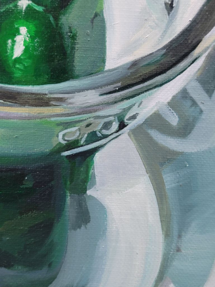 2009년 이여은작가 유화그림 유리속의 피망--5