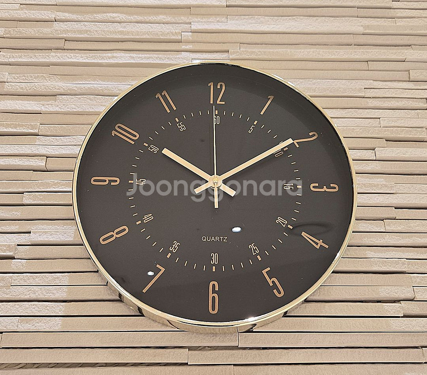 심플 아라비아 골드 블랙 원형 벽걸이 시계 (35cm)--6